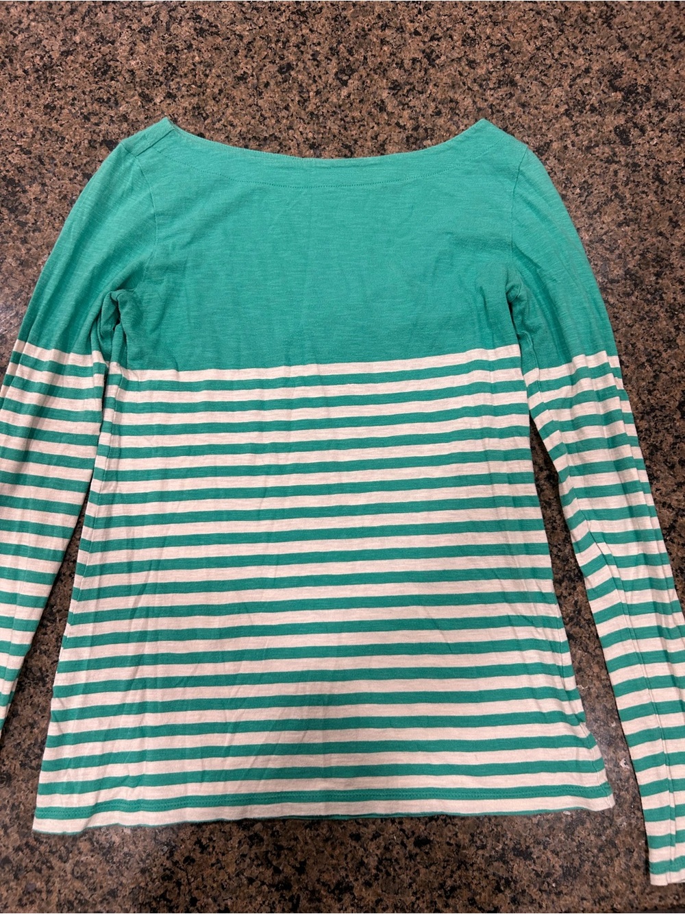 LOFT Teal and White Striped Casual Knit Top